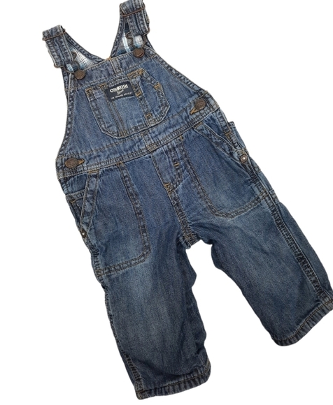 Oshkosh B'Gosh Genuine Vestback Carpenter Style Denim Overalls Sz 6 Months Boys - Picture 1 of 10